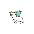 Cute white enamel alpaca brooch with mint green wings and yellow horn accent - Creative Alpaca Style (C1127-1)