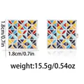 Gemelos cuadrados para hombre con mosaico geométrico de esmalte en varios colores - Estilo de Bloque de Color Geométrico (B1539-2)