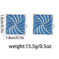 Gemelos cuadrados de plata con esmalte azul y diseño de espiral para camisa hombre - Estilo Vórtice Azul (B1539-4)
