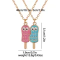 Set of two Best Friends ice cream necklaces in pink and blue enamel alloy - Gold