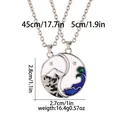 Yin Yang mountain and wave pendant necklaces set with measurements 2.8x2.7cm and 45cm chain - Enamel Mountains Waves Puzzle Style (A3263-6)