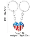 American flag heart-shaped BFF keychains with stars and stripes enamel and rhinestones - American Flag Splicing Heart (D1406)