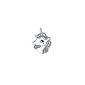 Cute white unicorn enamel pin with blue and purple mane for shirts and bags - Grey Blue Striped Unicorn (C1337-2)