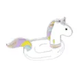 Inflatable unicorn pool float enamel pin with colorful mane and silver metal edges - Colorful Float Unicorn (C1477-4)