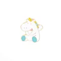 Cute cartoon unicorn enamel pin with rainbow mane and wings on white background - Rainbow Sitting Pegasus (C1512-1)