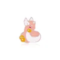 Cute pink cartoon dragon enamel pin with a polished metal finish and white belly - Pink Dragonite Style (C1912-2)