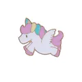 Pastel unicorn enamel pin with wings and colorful mane on white background - Macaron Color Pegasus (C2085-4)