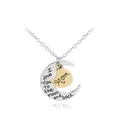 Zilveren maan en gouden hart ketting met I love you mom gravure cadeau - Moeder Stijl (A1126-Mom)