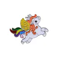 Cute white unicorn enamel pin with rainbow tail and golden crown for shirts and bags - Crown Rainbow Pegasus (C2287)