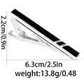 Polished silver tie clip with black geometric stripe inlay and dimensions 6.3x2.2cm - Silver Black Striped Style (T1068)