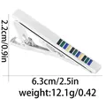 Modern silver tie clip with colorful enamel rectangles and measurements 6.3x2.2cm - Colorful Stripe Style (T1067)