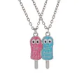 Pink and blue cartoon popsicle pendant necklaces set with Best Friends Forever text - Silver