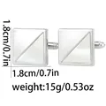 Square silver cufflinks with white mother-of-pearl inlay, 1.8cm size and 15g weight - Silver Mother Of Pearl Style (B1536)