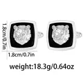 Detailed view of silver tiger head cufflinks for men with 1.8cm size and weight specs - Tiger Head Style (B1523-2-SI)
