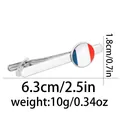 Detailed size chart of the silver tie clip with French flag motif showing 6.3cm length - France Flag Style (T1078-3)