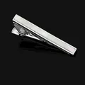 Detailed view of silver tie clip with white pearl inlay and spring mechanism - Tie Clip Only (T1069-WH)