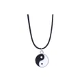 Yin Yang Tai Chi puzzle necklace with black woven cord for best friends and couples - Black White Tai Chi Rope Style (A2688-2)