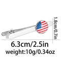 Silver tie clip with US flag emblem showing dimensions 6.3cm length and 10g weight - USA Flag Style (T1078-6)