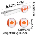 Silver Canada flag cufflinks and tie clip set with red maple leaf design for men - Canada Flag Set (AD2222)