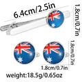 Australian flag tie clip and cufflinks set in silver finish for men, 6.4cm length - Australia Flag Set (AD2217)