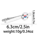 Silver tie clip with South Korea flag emblem showing product dimensions 6.3cm and 1.8cm - South Korea Flag Style (T1078-4)
