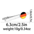 Detail view of silver metal tie clip with German flag emblem and measurement markings - Germany Flag Style (T1078-5)