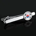 Silver tie clip featuring a South Korean flag emblem with a secure non-slip clamp design - South Korea Flag Tie Clip (T1078-4)