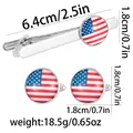 Manschettenknöpfe und Krawattennadel Set mit US-Flagge aus glänzendem Silbermetall - USA Flagge Set (AD2221)