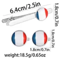 French flag cufflinks and tie clip set in silver metal for men business accessories - French Flag Style (AD2218)