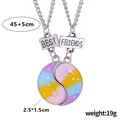 Colorful Best Friends puzzle necklace set with glitter sun moon pendant for couples - Colorful Best Friends Puzzle (A2830)