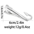 Polished silver fish hook tie clip for men's business suits with spring clamp detail - Fish Hook Shape (T1063-4)