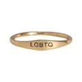 Minimalistischer vergoldeter Ring mit LGBTQ-Gravur und eleganter verdrehter Schiene - LGBTQ (R1262) / Gold