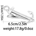 Polished silver anchor necktie clip with dimensions 6.5cm length and 17.8g weight - Anchor Shape (T1063-5)
