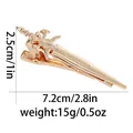 Golden sword-shaped tie clip with cross hilt and detailed engraving on alligator clip - Sword Shape (T1063-6)