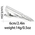 Polished silver alloy bullet shaped tie clip for men with spring loaded clasp design - Bullet Shape (T1063-7)