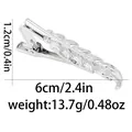 Silver feather tie clip in metal alloy for men with detailed engraving and dimensions - Slim Feather Shape (T1063-10)