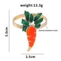 Golden carrot enamel napkin ring with dimensions and weight specs for Easter table decor - Carrot Style (Z1075)