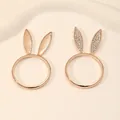 Detailed macro view of rose gold bunny ear napkin rings with crystals and smooth finish - Rose Gold Rabbit Ear Ring (Z1195-ROGO)