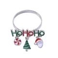 Kerst servetring met rood-groene HOHOHO letters en feestelijke metalen bedeltjes - HOHOHO Kerststijl - Zilver (Z1093-5)