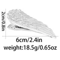 Silver wing tie clip accessory featuring embossed feather texture and polished finish - Wing Shape (T1063-15)