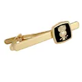 Elegant gold tie clip for men featuring a detailed owl relief on a black square base - Gold Owl Style (T1064-1-GO)
