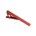 Minimalist red metal necktie clip for men with a polished finish and parallel grooves - Red