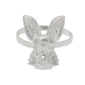 Silver bunny head napkin ring with detailed relief texture for Easter table decoration - Matte Silver Rabbit Head (Z1017-2)