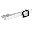 Silver mens tie clip with 3D tiger head emblem and black square accent for formal suit - Silver Tiger Style (T1064-2-SI)