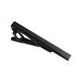 Minimalist black metal necktie clip with semi-matte finish and spring clamp for men - Black (T1084-BL)