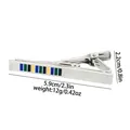 Pince à cravate polie avec motif à rayures bleues et fermoir à ressort, 5,9 cm - Pince à Cravate à Rayures Multicolores (T1067)
