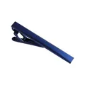 Navy blue metallic tie clip with mirror finish and spring clip for men's business formal wear - Blue (T1084-BLU)