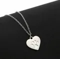 Detailed close-up of a silver-tone heart pendant necklace with pet paw print design - Heart Paw / Silver Style (A1219SI)