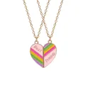 Detail of rose gold best friends heart necklace with colorful enamel puzzle design - Rose Gold Rainbow Puzzle Heart (A2898-GO)