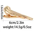 Polished gold saxophone tie clip for men's suits with spring-loaded metal clamp - Gold Saxophone Shape (T1063-19)
